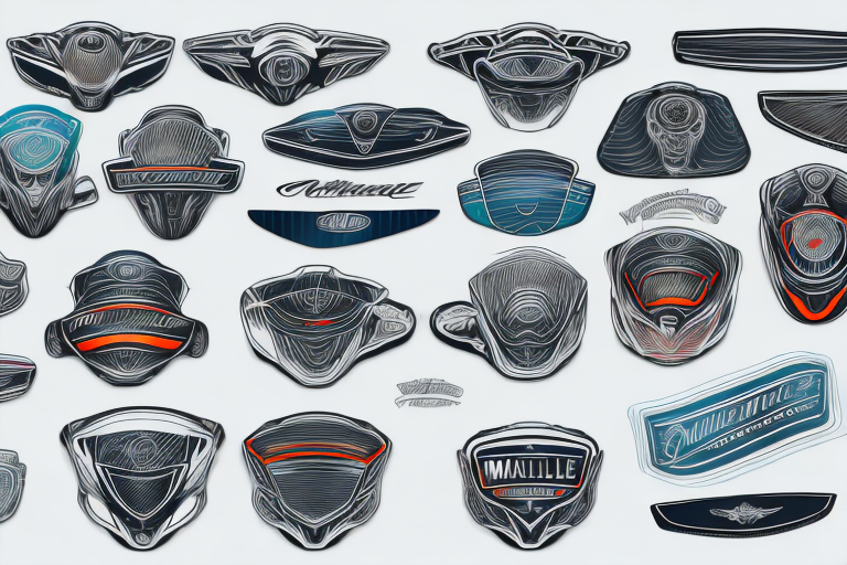 Several different styles of motorcycle visors