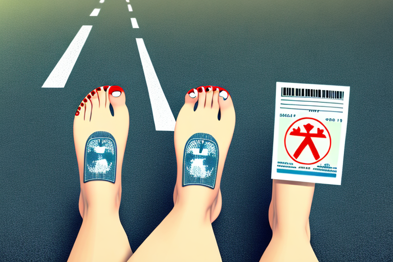 A pair of bare feet on car pedals