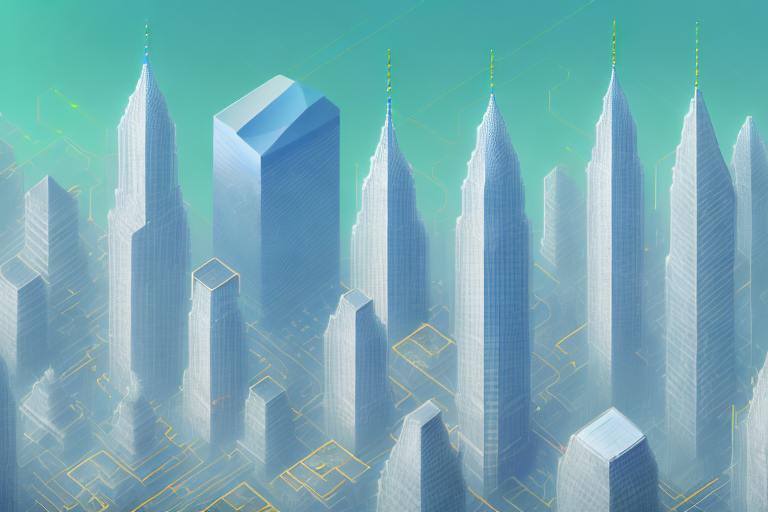 A bustling digital cityscape