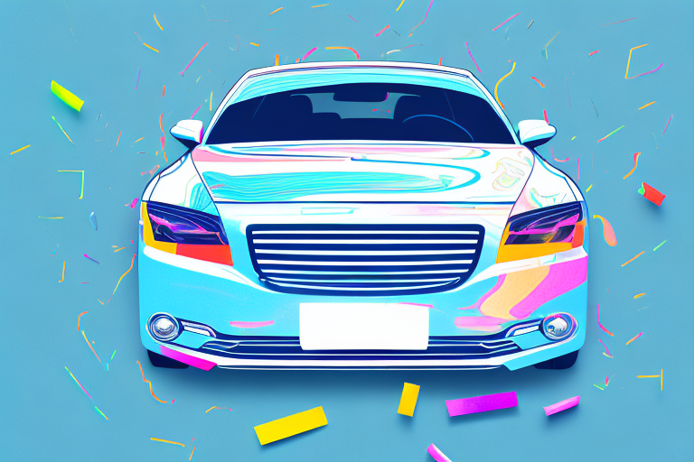 A car half-covered in a glossy foil