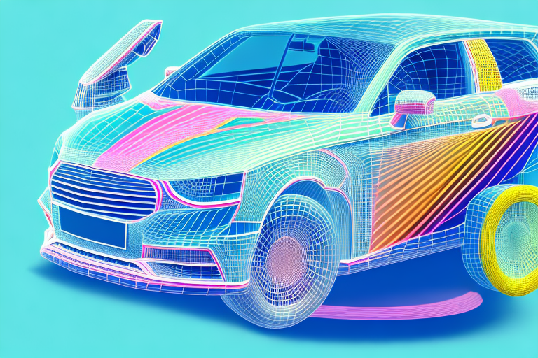 A 3d model of a car being wrapped in a dynamic