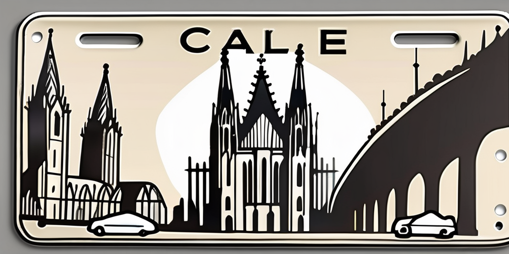 A car license plate with the cologne cathedral in the background