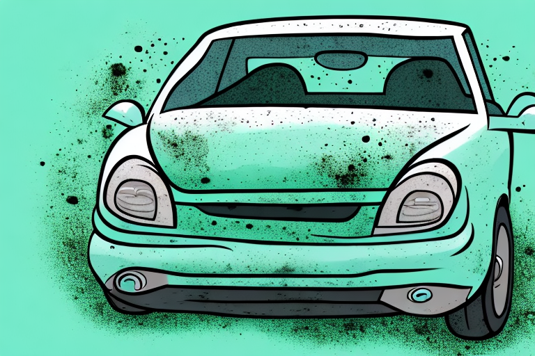 A car with greenish corrosion on its windows