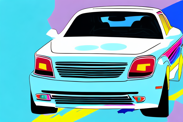 A car partially wrapped in a vibrant and glossy vinyl