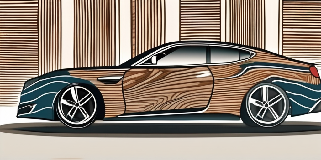 A car wrapped in a wood grain pattern