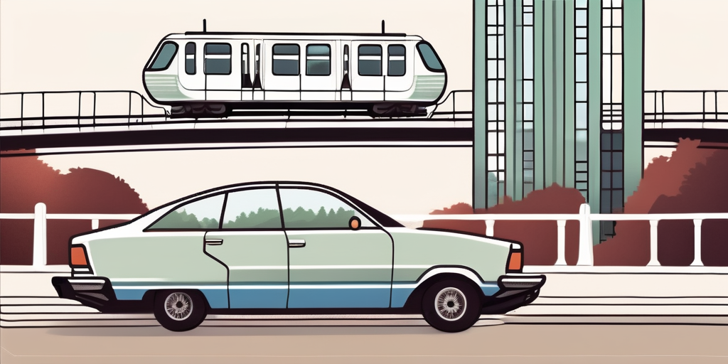 A car with a blank license plate parked in a picturesque scene of wuppertal