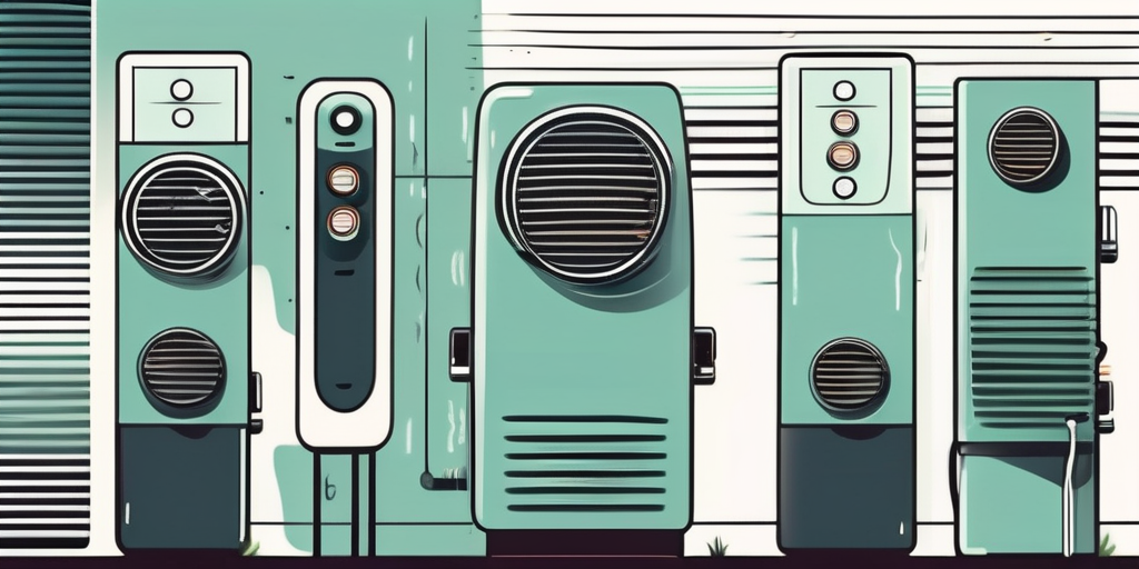 Several types of car air conditioning systems with a cool breeze flowing out of them