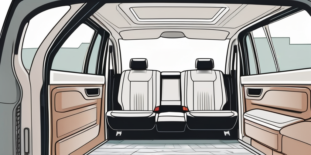 A car interior showcasing various soundproofing materials like foam insulation