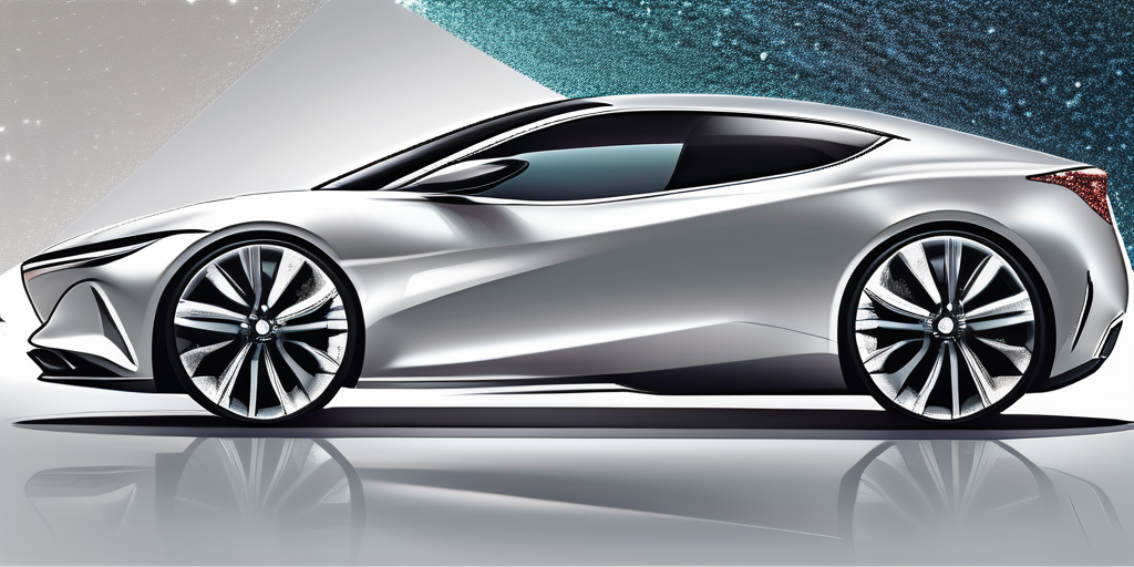 A sleek car covered in a shiny white car wrap with a sparkling glitter effect