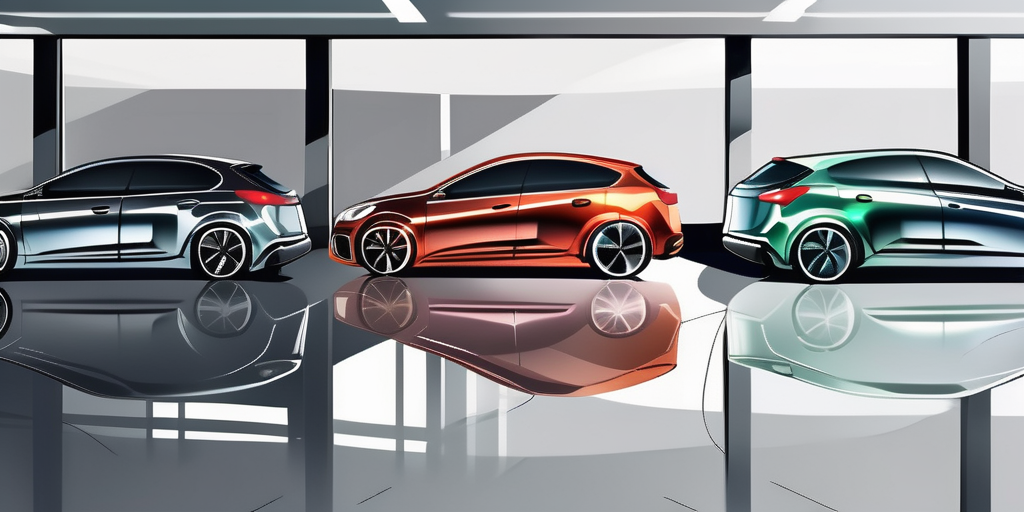 Several cars in different metallic colors