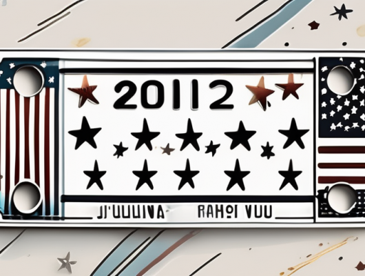 A customizable license plate with fun and quirky decorative elements like stars