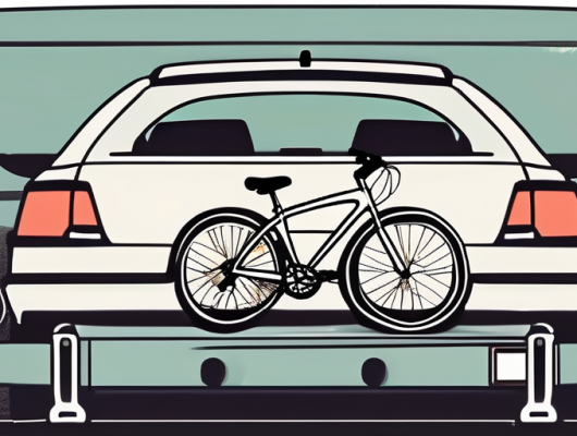 A bicycle rack attached to the back of a car