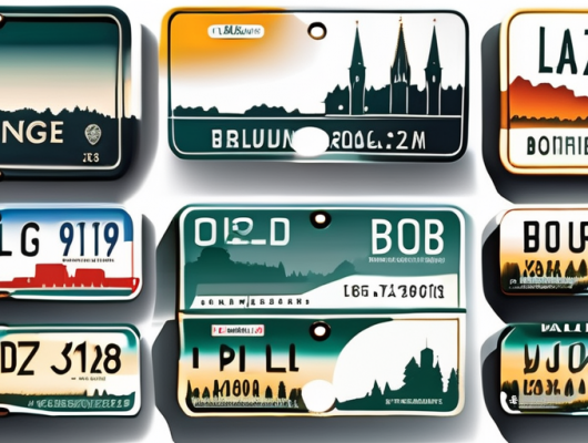Various types of vehicle license plates