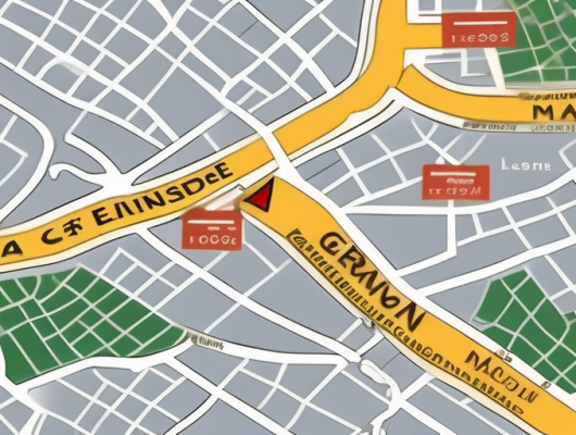 Various german car license plates scattered on a map of erlangen