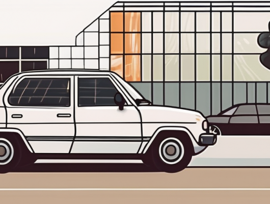 A car with a custom license plate parked outside a building that represents the straßenverkehrsamt (road traffic authority) in schwelm