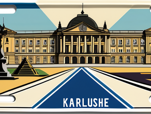 A vehicle license plate with a generic design