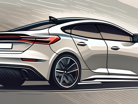 A carbon license plate attached to the back of a sleek