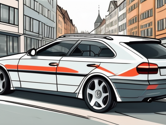 A klett license plate holder attached to the back of a car