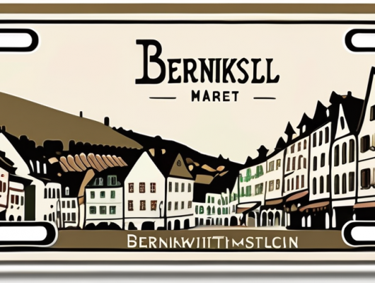 A car license plate with a scenic backdrop of bernkastel-wittlich's landmarks