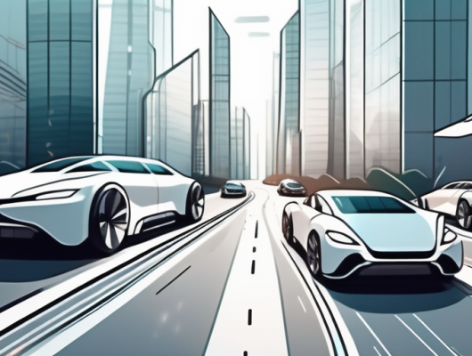 A futuristic cityscape with sleek