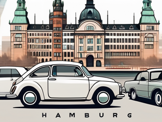 The hamburg cityscape with a focus on recognizable landmarks