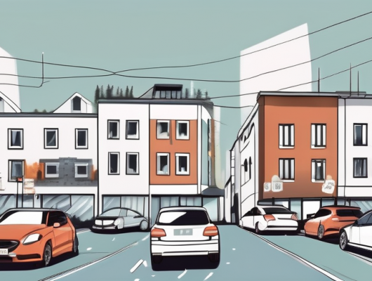 The cityscape of rosenheim with various car license plates scattered throughout the scene