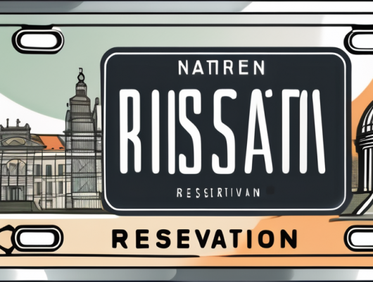 A number plate with a reservation tag on it