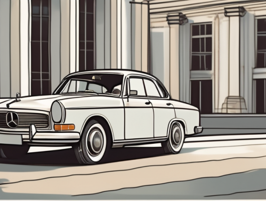 A vintage car with a blank license plate