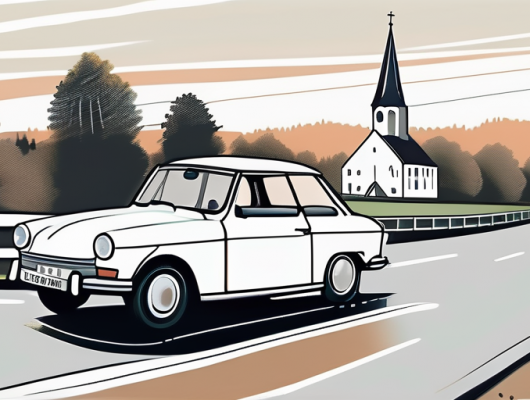 A car with an empty license plate parked in a picturesque setting of bad oldesloe