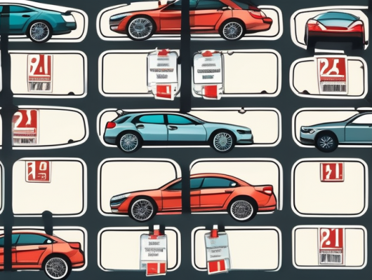 A variety of car license plates attached to different types of bike racks mounted on the back of cars