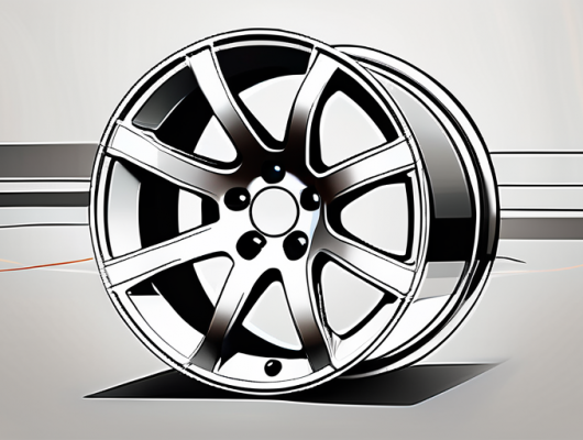 A car rim with visible measurements to highlight the concept of "einpresstiefe" or offset depth