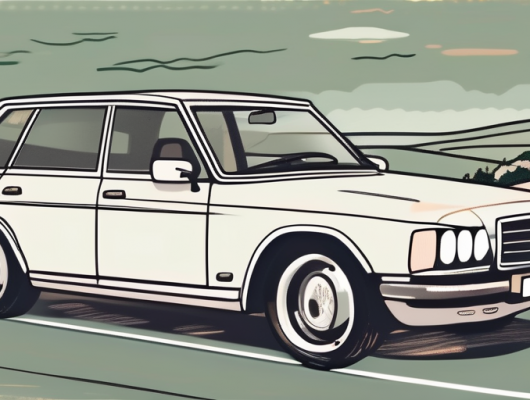 A car with a blank license plate parked near a gummersbach city landmark