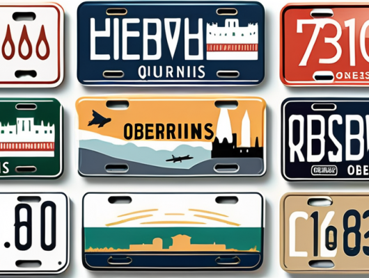 Various types of vehicle license plates