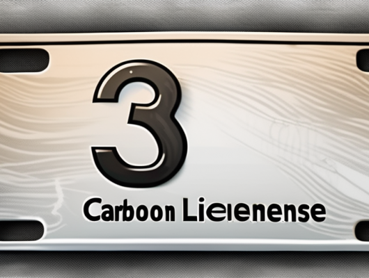 A carbon license plate on a car