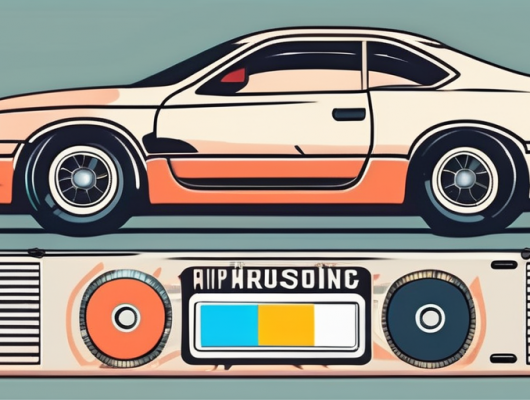 A car with a prominently displayed