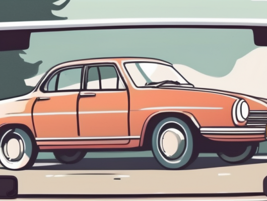 A car with an empty license plate parked in a picturesque scene of pinneberg