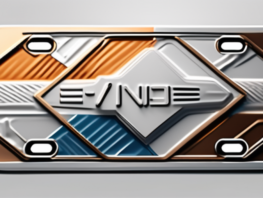 A 3d license plate with various elements like durability