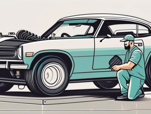 A diesel car with an open hood