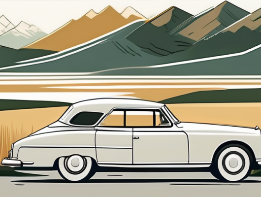 A vintage car with an h license plate