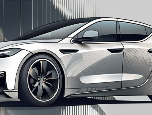 A carbon license plate attached to the back of a sleek