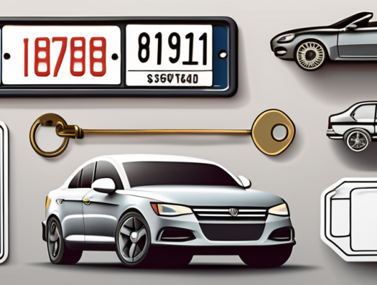 A 3d license plate with a price tag attached