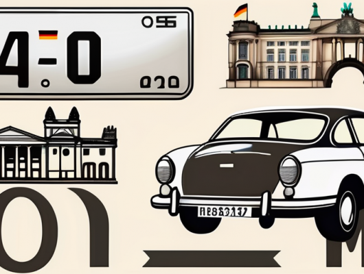 A german car number plate with the letters 'mo' and some iconic german landmarks in the background