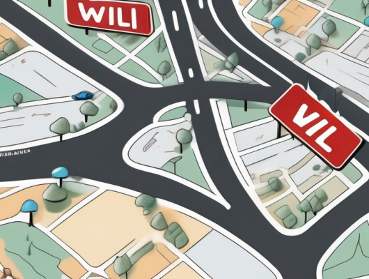 A variety of car license plates scattered on a map of the city of wil