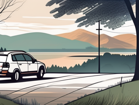 A car with a blank license plate parked in a scenic landscape of stormarn district