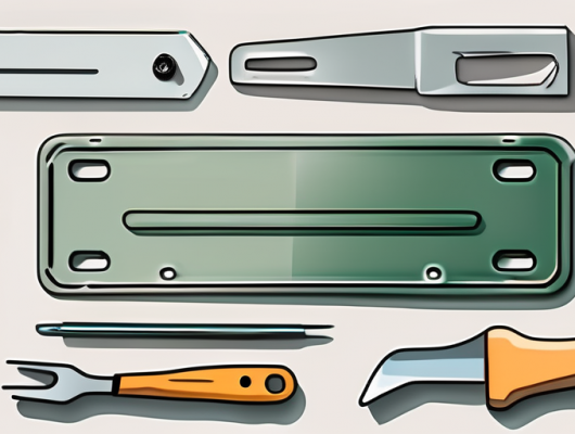 A diy workstation with various tools like a ruler