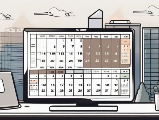 A computer with a calendar on the screen