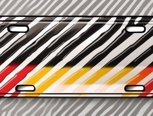 A black license plate with the colors of the german flag in the background