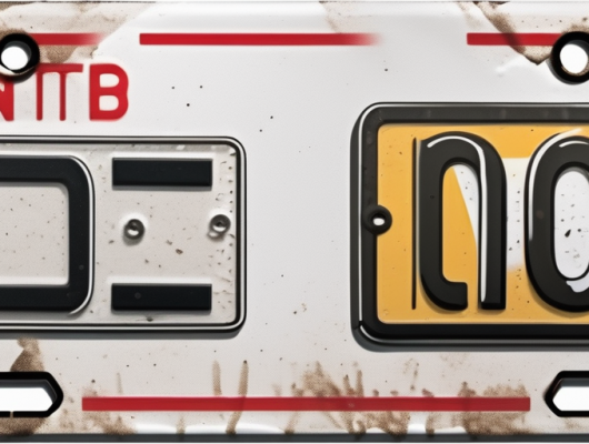 A pair of car license plates with velcro strips on the back