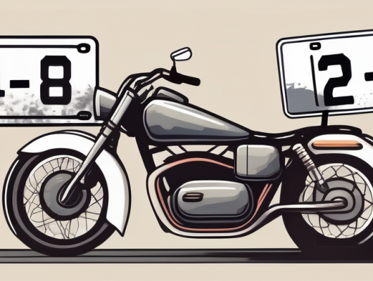 A motorcycle with two different license plates
