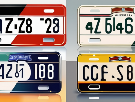 Various types of german car license plates